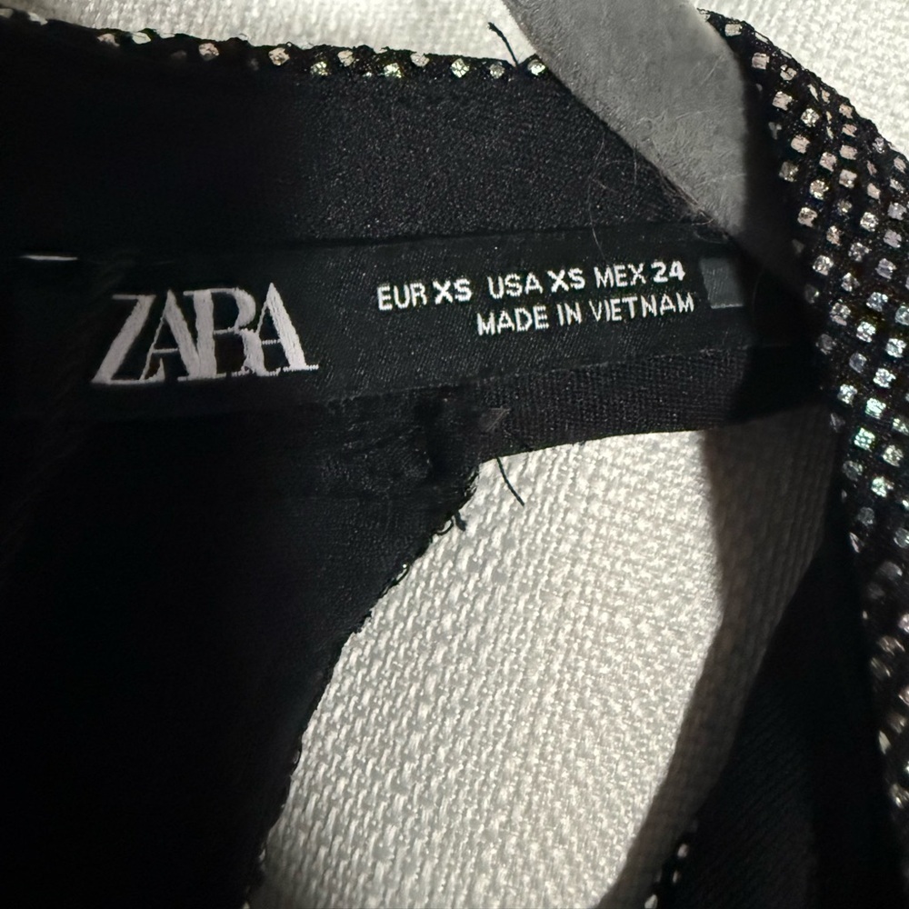 Zara Black Rainbow Metallic Cross Neck Halter Ruched Mini Dress XS - Picture 9 of 16
